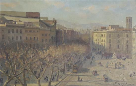 Joaquin Farjas y Companys View of Barcelona 13 x 19.5in.